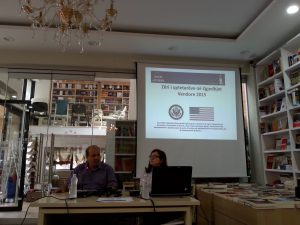 Gjergj Sinani and Sashenka Lleshaj of House of Europe presented the findings at a Tirana press conference. (Photo: Tirana Times)