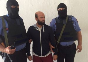 Albanian police arrested a 40-year-old man, Baki Coku, in the city of Lushnja Wednesday. (Photo: Tirana Times/MoI Handout)
