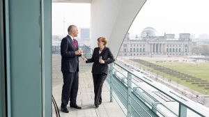 Albanian Prime Minister Edi Rama recently met with German Chancellor Angela Merkel at a regional gathering in Berlin. (Photo: GoA Handout) 