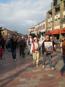 Arberesh community people march in Shkodra, northern Albania