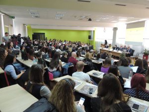 Students of the public Faculty of Social Sciences in Tirana
