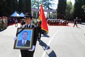 The slain police officer, Ibrahim Basha, was buried with full honors the Nation’s Fallen Cemetery, an honor generally reserved for those who fall in the line of duty in the armed forces. (Photo: MoI) 