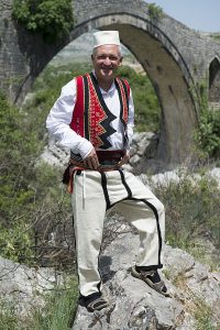 Robert Elsie poses dressed in Albanian national folklore costume. Photo: elsie.de