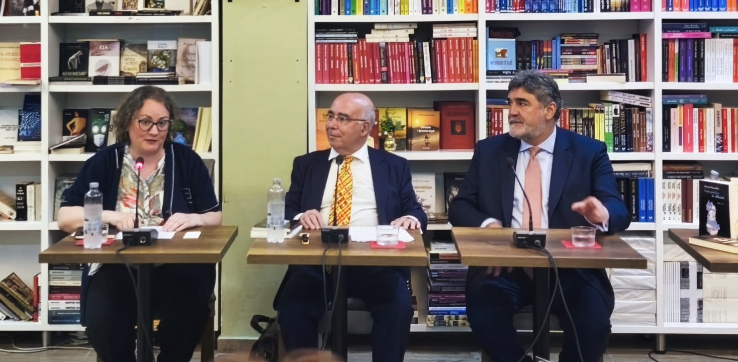 From left to right: AIIS Director Alba Cela, Ambassador Manuel Montobbio, Spanish Ambassador Gabriel Cremades.