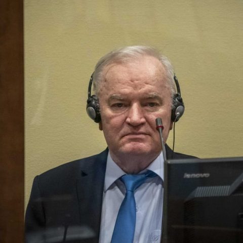 Ratko Mladic waiting for his appeal judgment in The Hague, June 2021. Photo: EPA-EFE/Jerry Lampen/Pool.