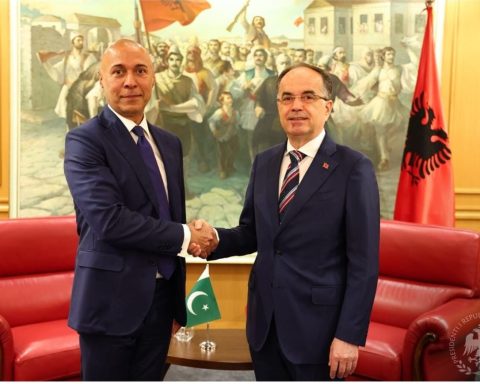 His Excellency Ali Javed, Ambassador of Pakistan to Albania (left) and Albanian President Bajram Begaj (right).