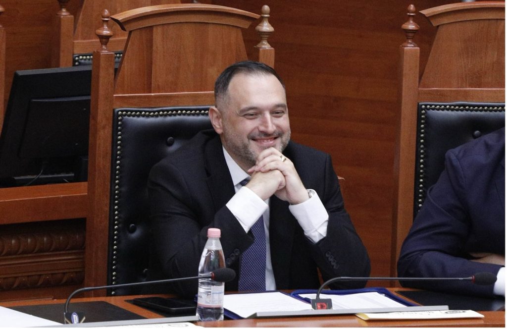 Defence Minister Ermal Nufi during a parliamentary session