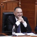 Defence Minister Ermal Nufi during a parliamentary session