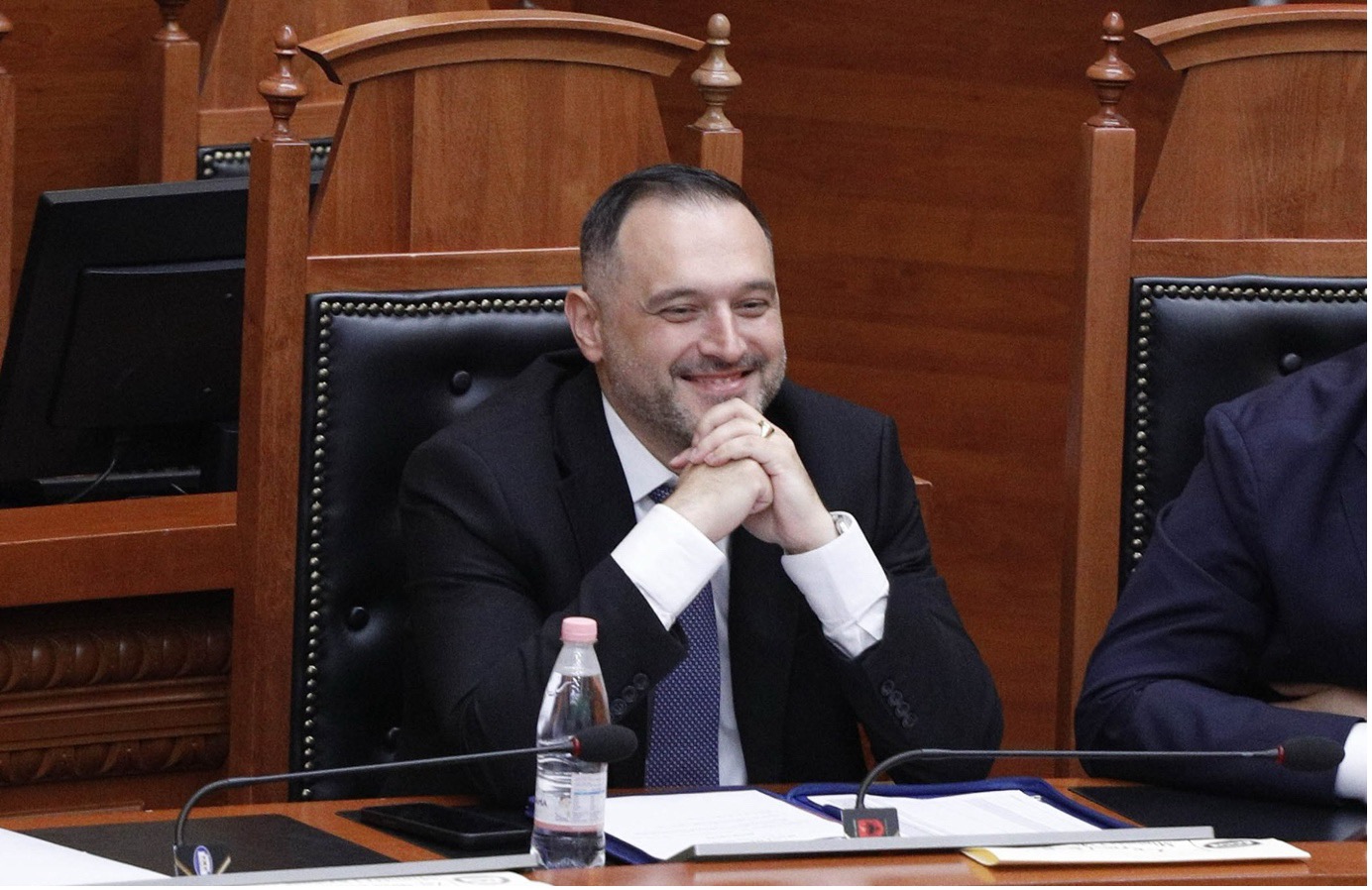 Defence Minister Ermal Nufi during a parliamentary session